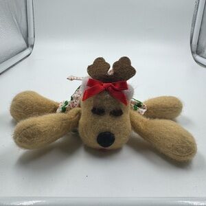 Vintage 1984 Hallmark Rhonda Reindeer Felt Plush Beanie Floppy Stuffed Animal 7”